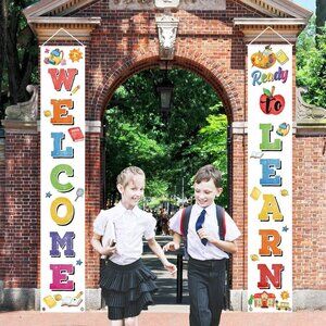 WELCOME BACK TO SCHOOL HANGING BANNERS -READY TO LEARN DOOR WALL SIGN CLASSROOM